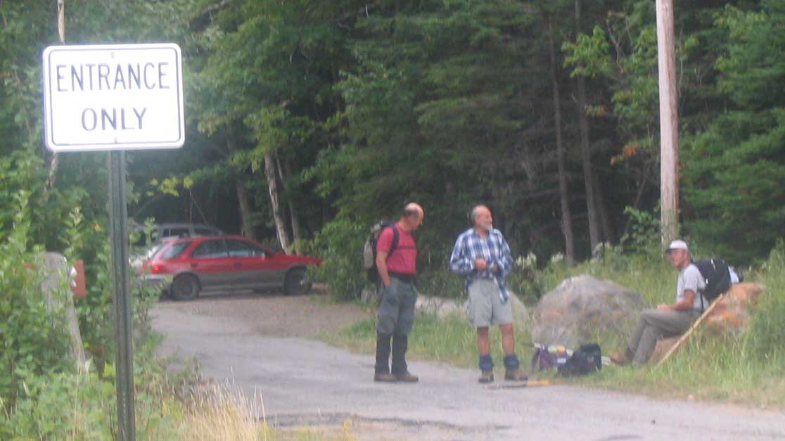 36.7 MM. This is the parking lot on ME 27, 18 miles north of Kingfield and 5.5 miles south of Stratton. Our group comprised peakbaggers and AT section hikers. Several members of our group waited here as the section hikers had to hike an additional 0.8 mile along the AT from the Stratton Brook Pond parking area before we all continued southbound to climb the Crockers. Courtesy askus3@optonline.net